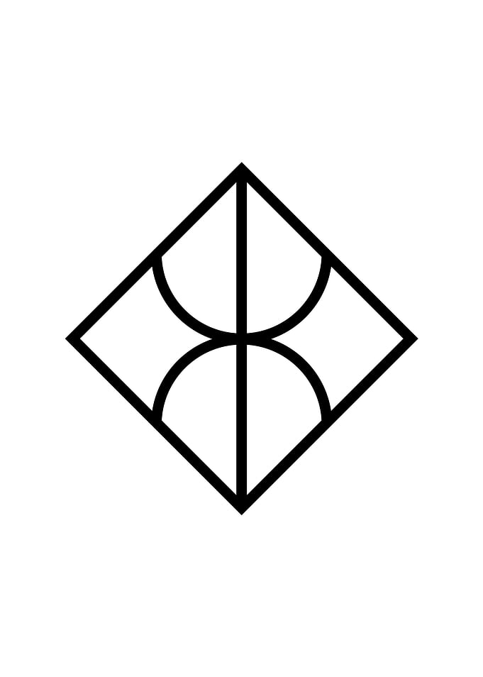 White Geometric Glyph Sign