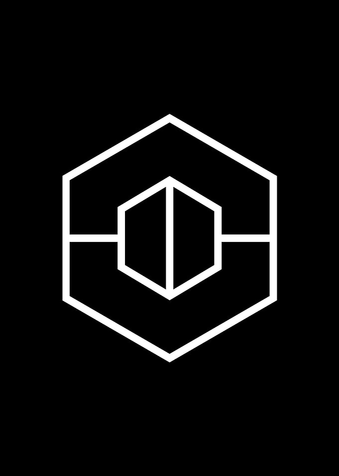 White Geometric Glyph Sign