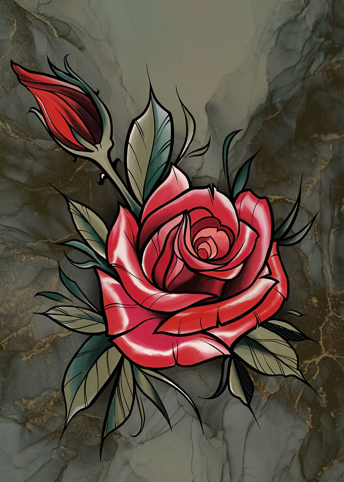 tattoo flower red