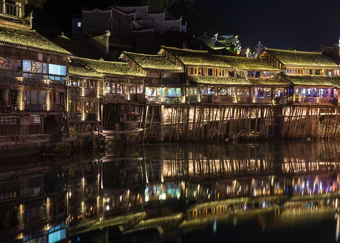 Night view of the ancient
