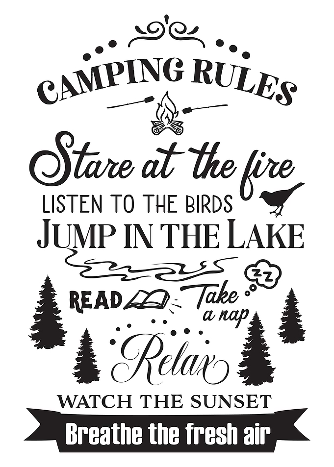 Camping Rules Black Back