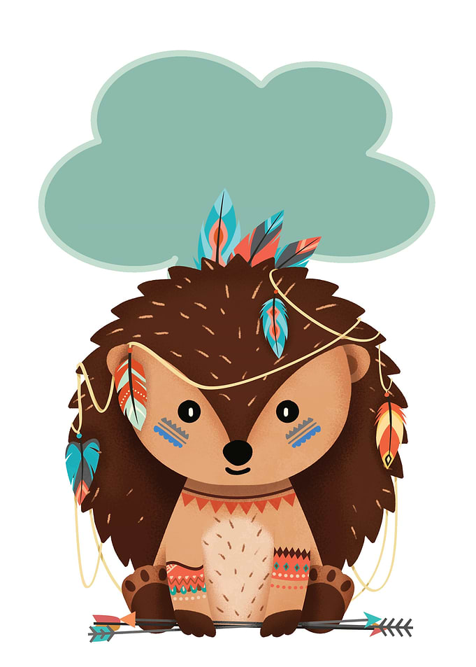 Hedgehog indian watercolor