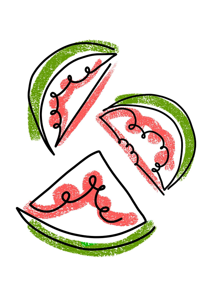 Watermelon One Line Art