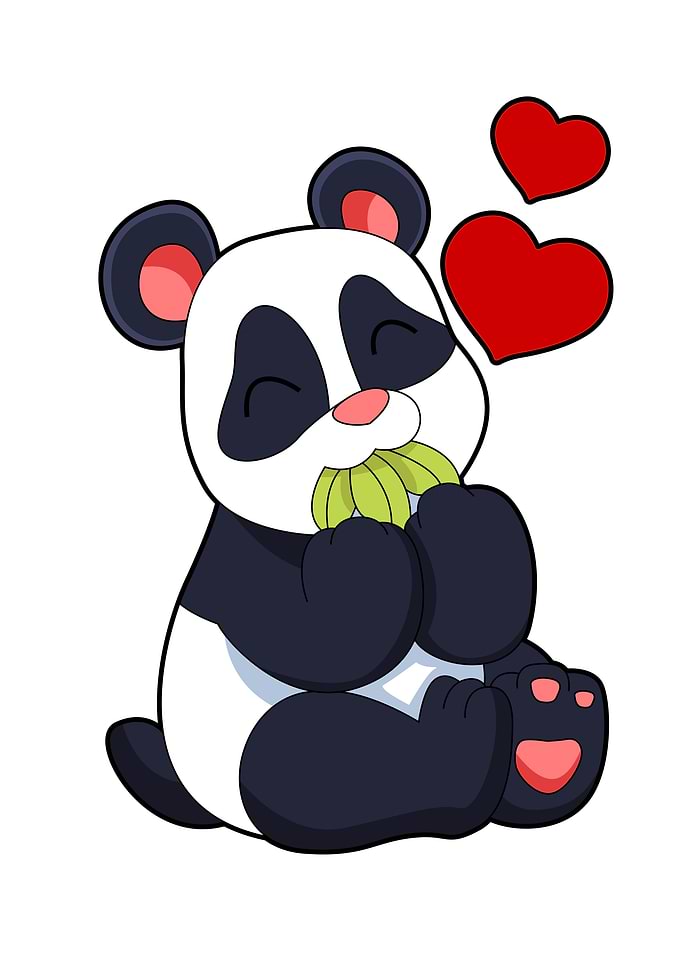 Panda Love Heart Leaves