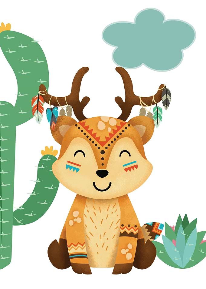 Reindeer indian watercolor