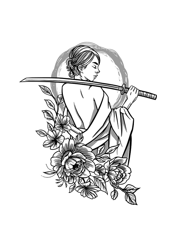 Samurai Woman Flowers