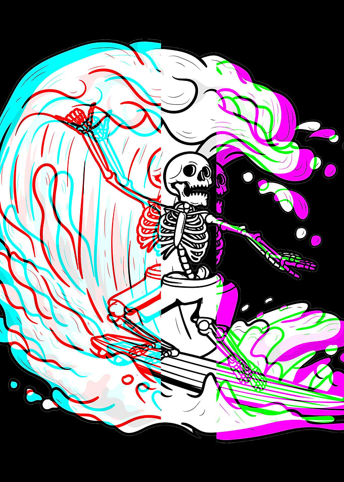 Funny Skeleton Surfing