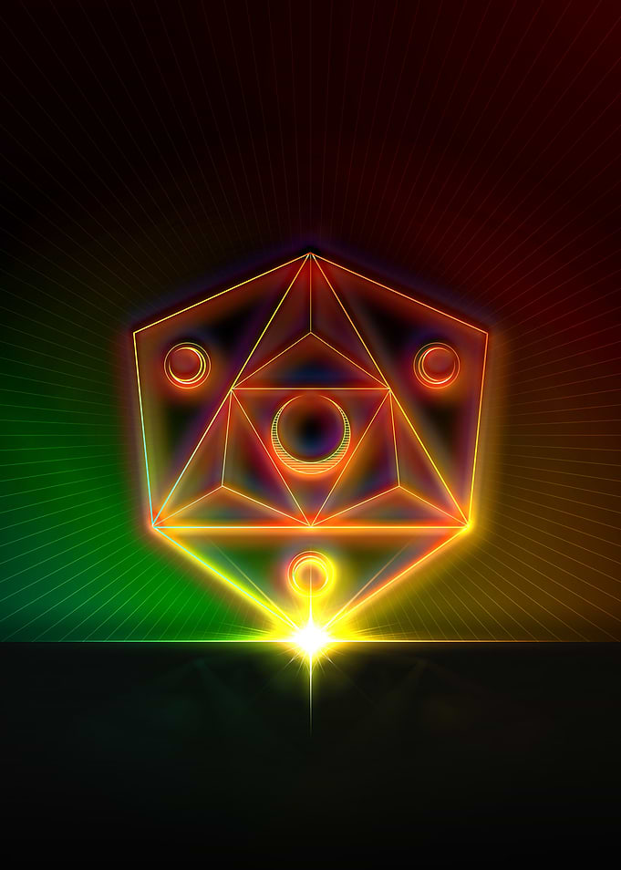Neon Geometric Glyph Sign