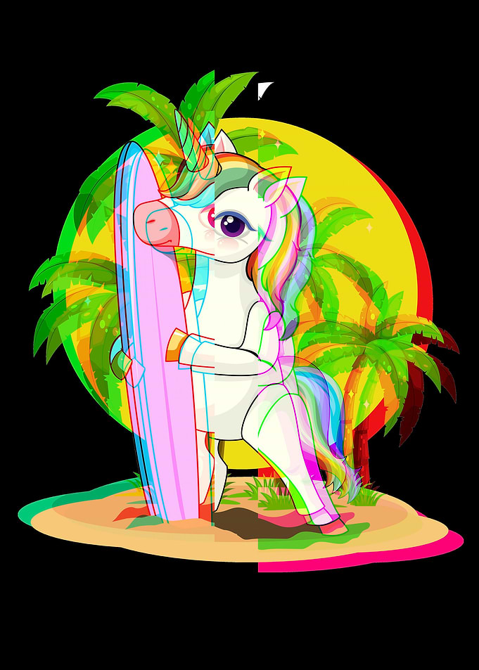 Unicorn Surfer Vaporwave