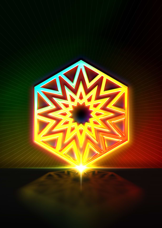 Neon Geometric Glyph Sign