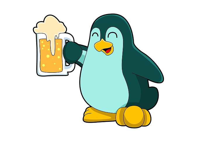 Penguin Drink Beer glass