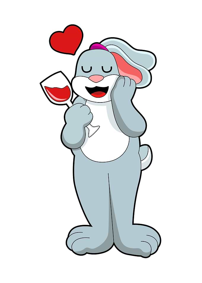 Rabbit Wine Glass Love
