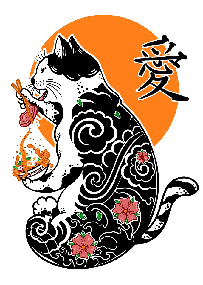 yakuza Cat Eat Ramen