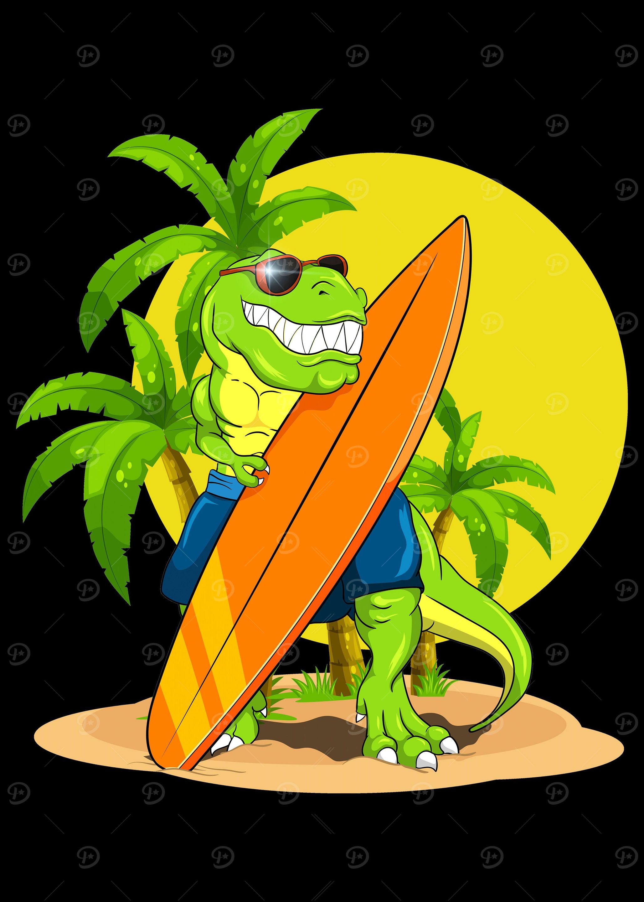 Funny Dino Surfer