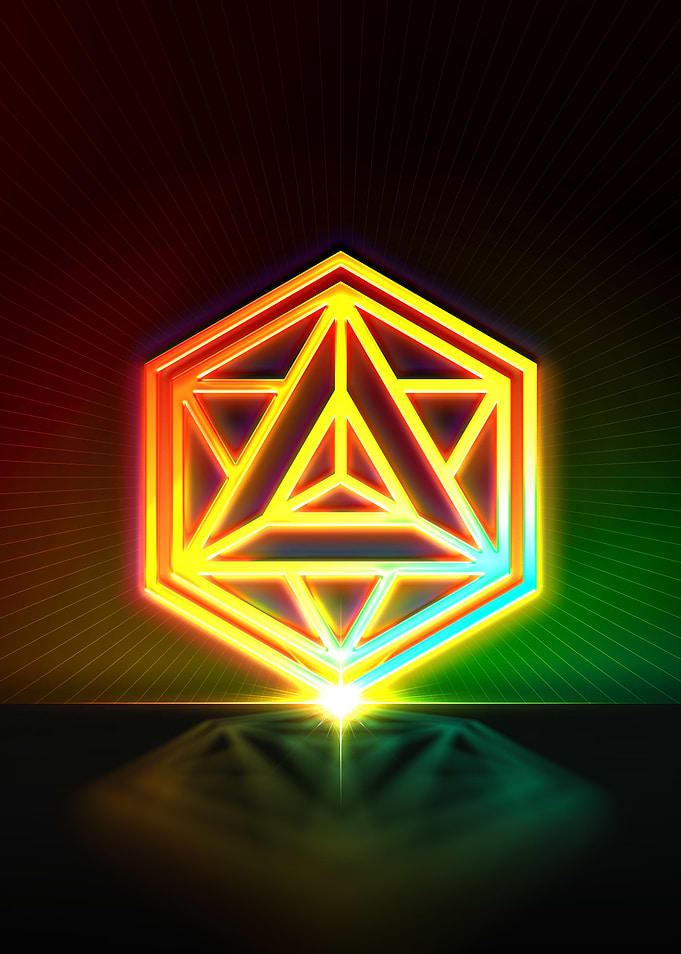 Neon Geometric Glyph Sign