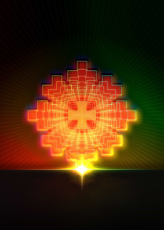 Neon Sacred Geometry Glyph