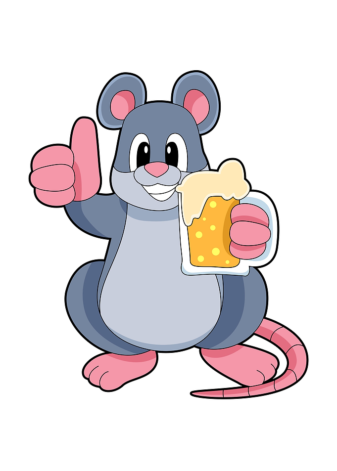Mouse Drinking Beer glass