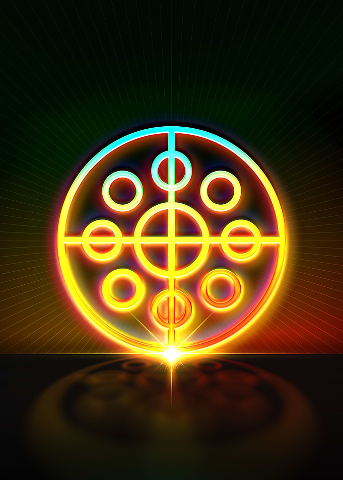 Neon Geometric Glyph Sign