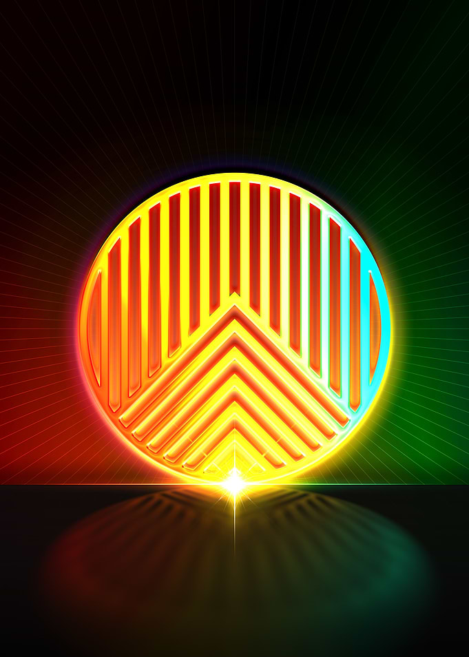 Neon Geometric Glyph Sign