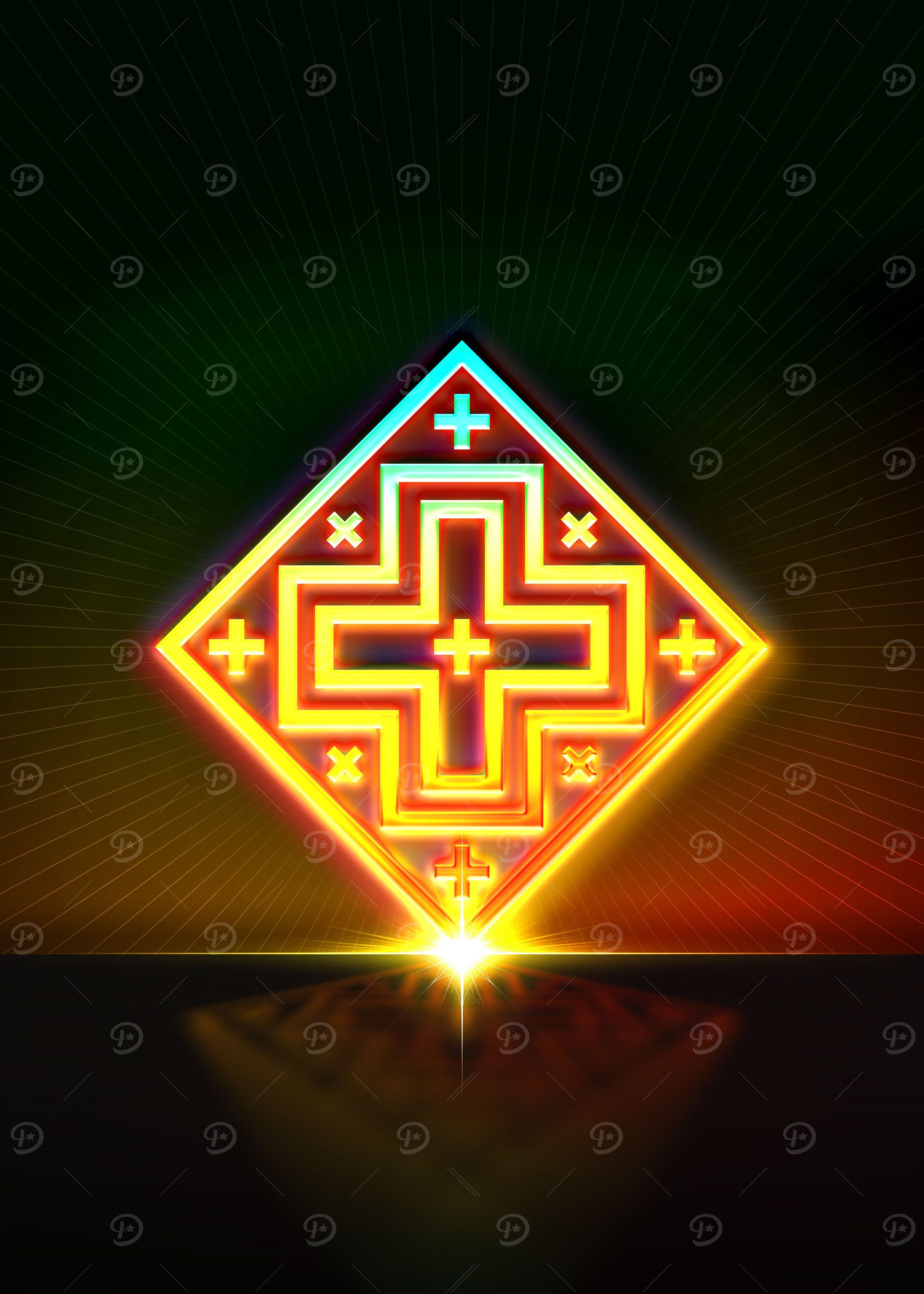 Neon Sacred Geometry Glyph