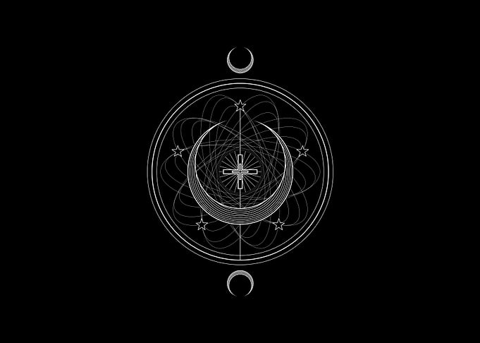 White Geometric Glyph Sign