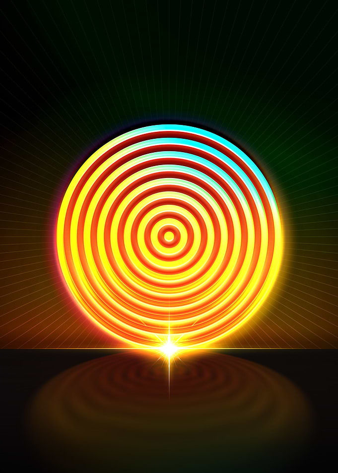 Neon Geometric Glyph Sign
