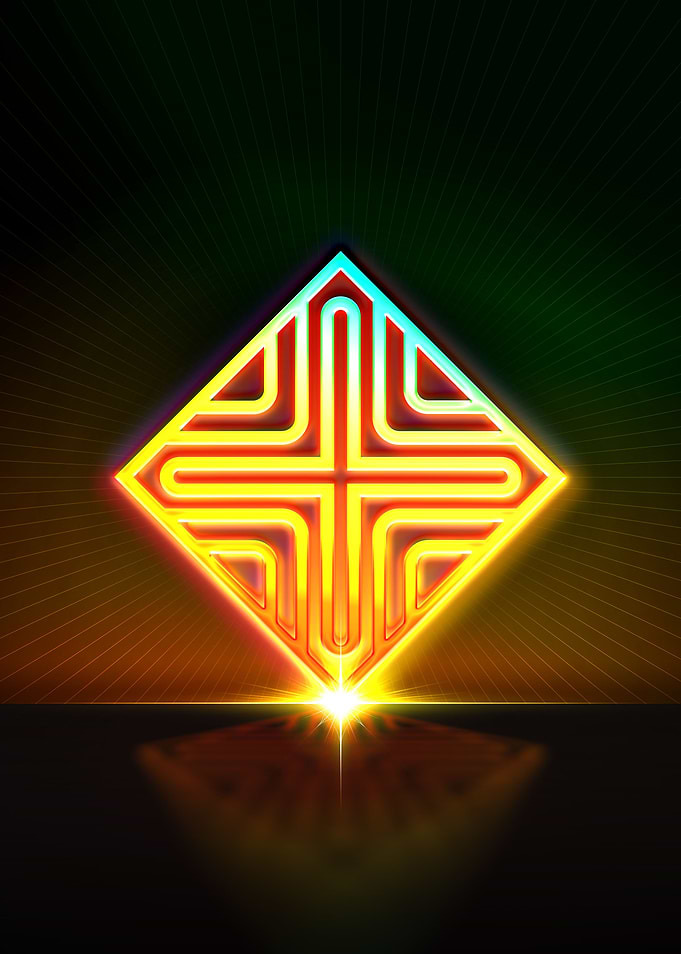Neon Geometric Glyph Sign