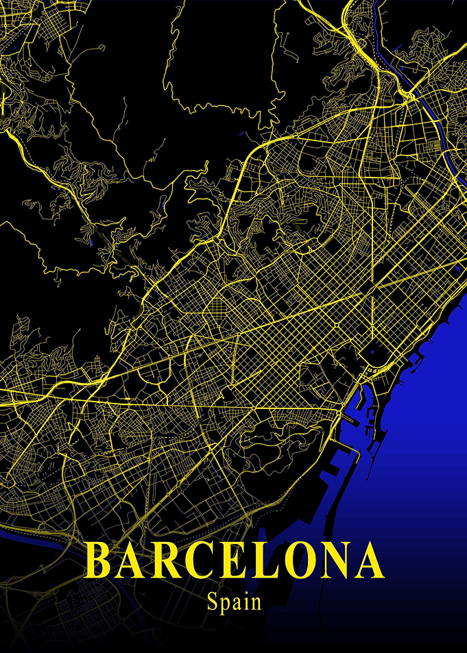 Barcelona City Map Spain