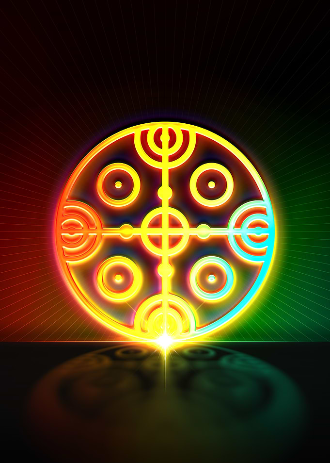 Neon Geometric Glyph Sign
