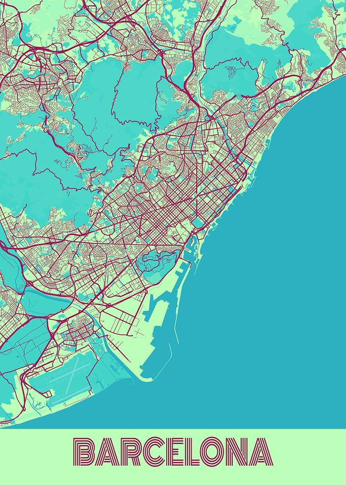 Barcelona City Map Spain