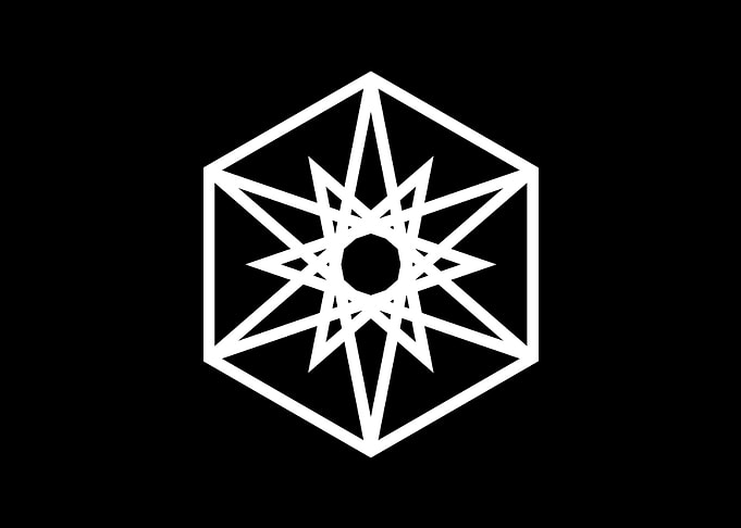 White Geometric Glyph Sign