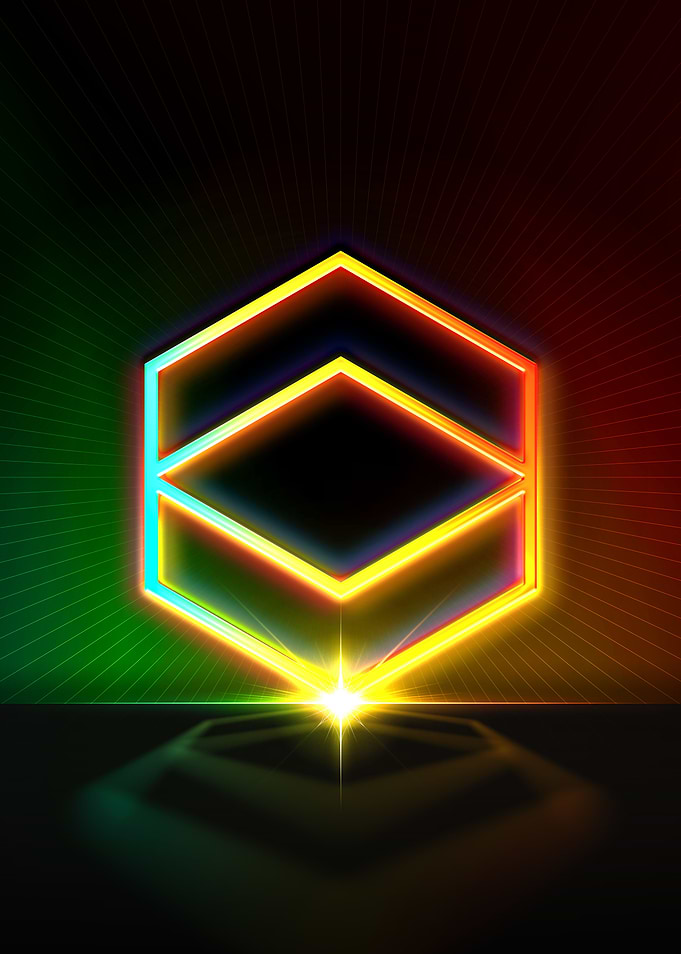 Neon Geometric Glyph Sign