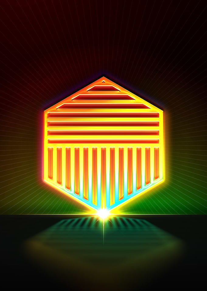 Neon Geometric Glyph Sign