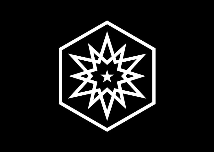 White Geometric Glyph Sign