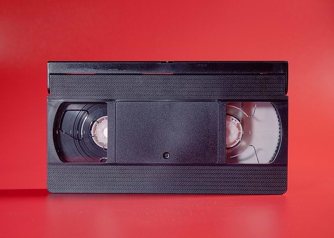 VHS tape blank on red