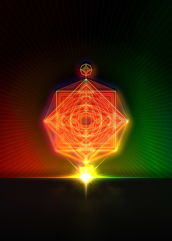 Neon Geometric Glyph Sign