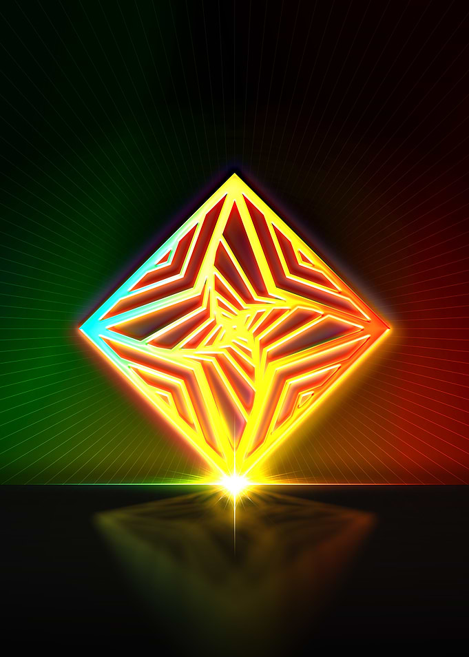 Neon Geometric Glyph Sign