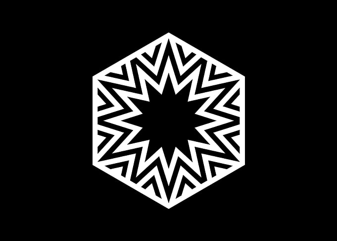 White Geometric Glyph Sign
