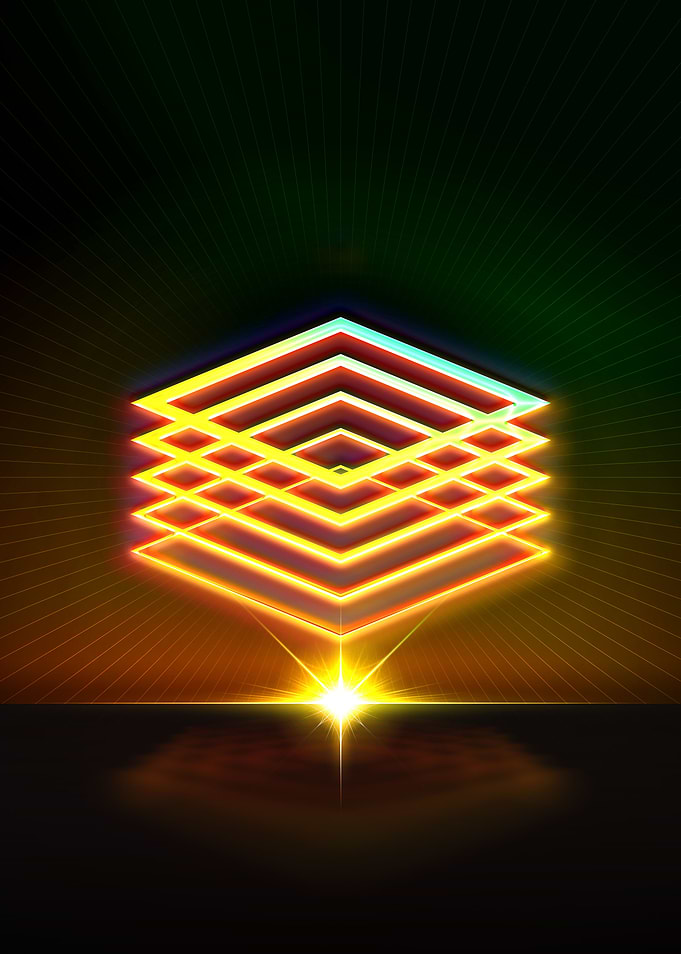Neon Geometric Glyph Sign