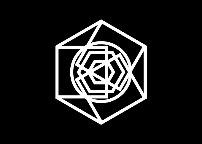 White Geometric Glyph Sign