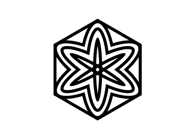 White Geometric Glyph Sign
