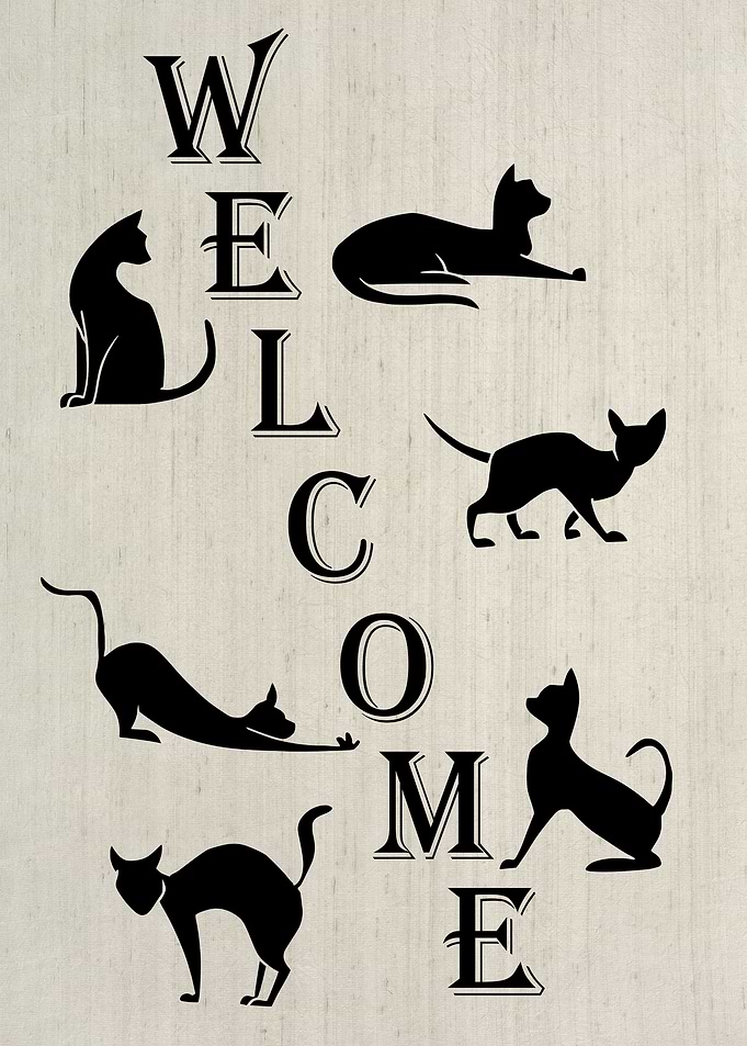 WELCOME 6 CATS CANVAS