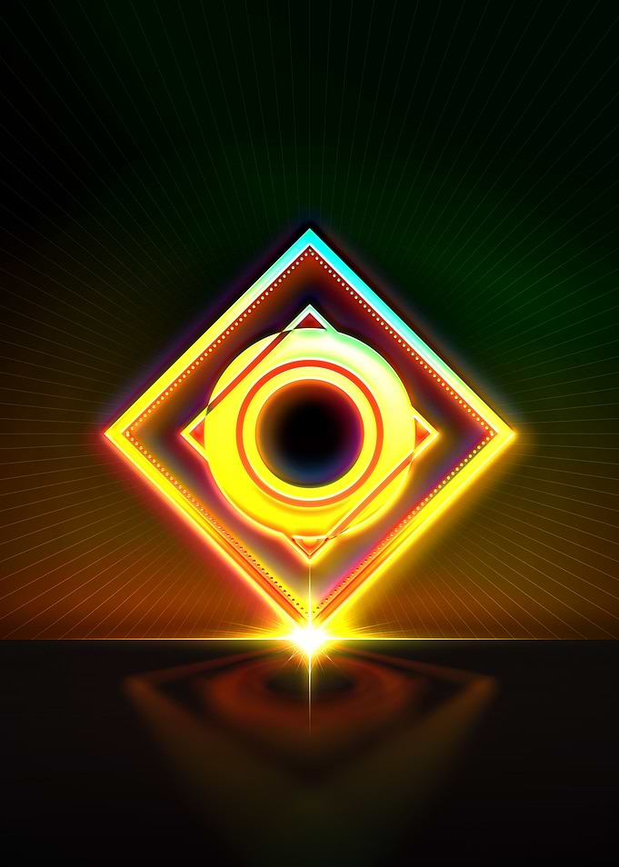 Neon Geometric Glyph Sign