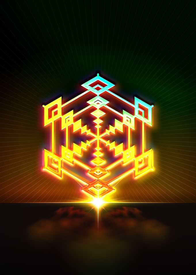 Neon Geometric Glyph Sign