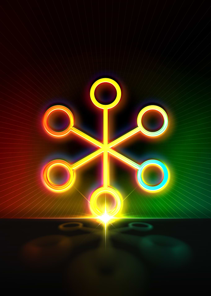 Neon Geometric Glyph Sign