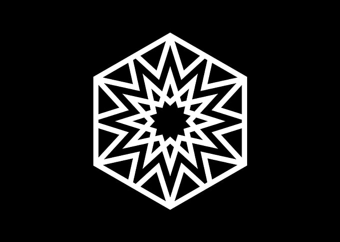 White Geometric Glyph Sign