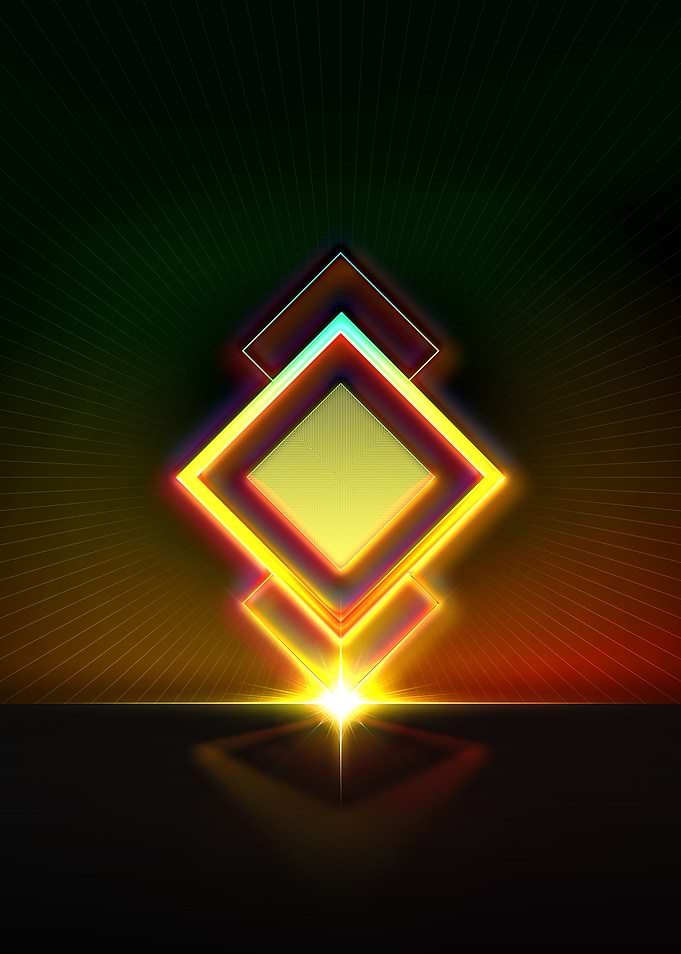 Neon Geometric Glyph Sign