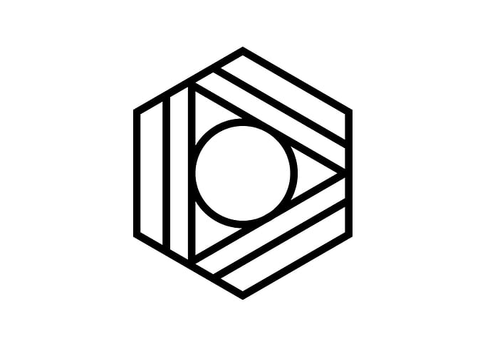 White Geometric Glyph Sign