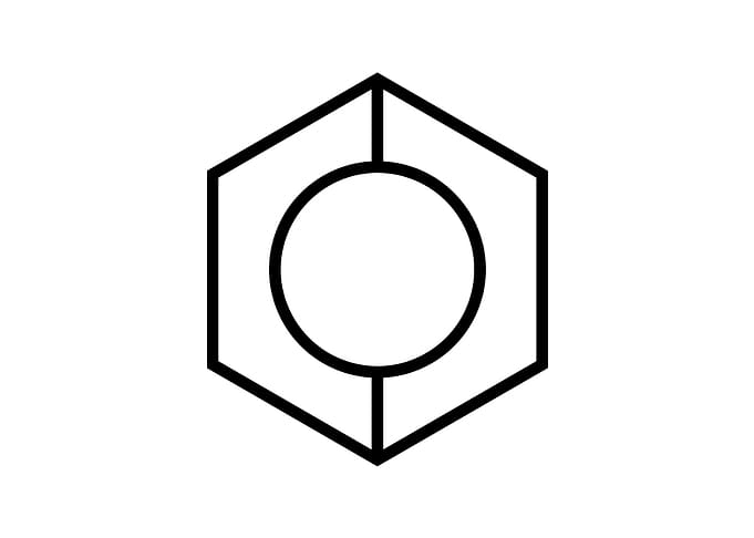 White Geometric Glyph Sign