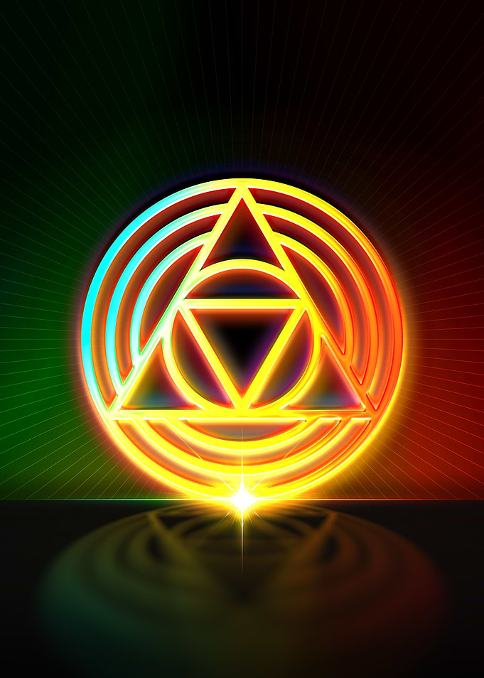 Neon Geometric Glyph Sign